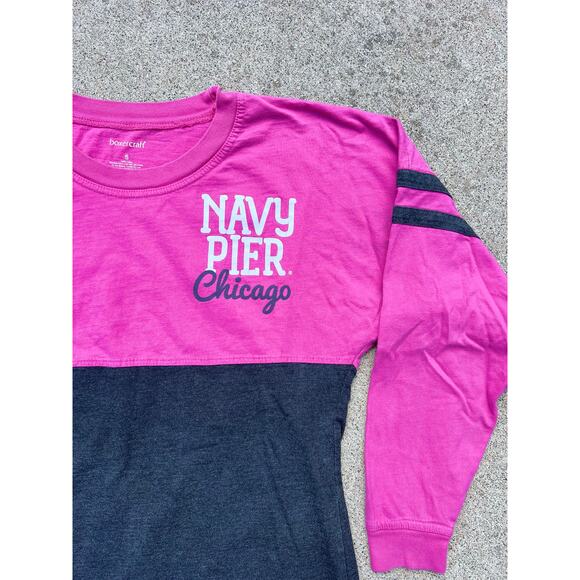 Boxercraft Shirt Women Size Small Navy Pier Chicago Long Sleeve Baseball Blouse - Picture 2 of 5